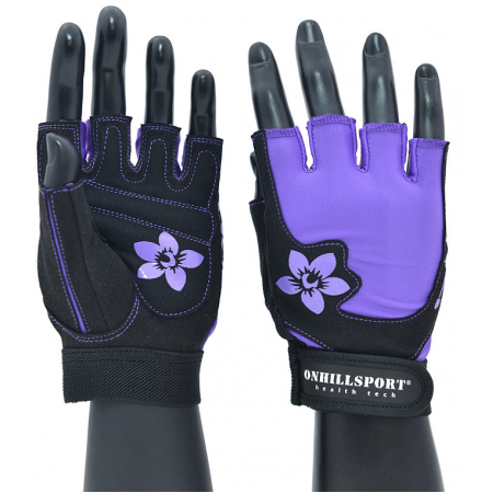 Перчатки для фитнеса Onhill X11, цвет чёрно-фиолетовые (замша)